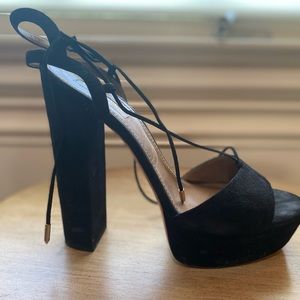 Aquazurra platform heels sandals suede black size 41/11